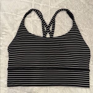 Lululemon Energy , Black and White Striped Longline Sports Bra